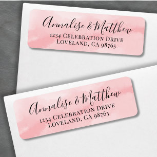 Enkel Elegant Akvarell Rosa Returadress Etikett