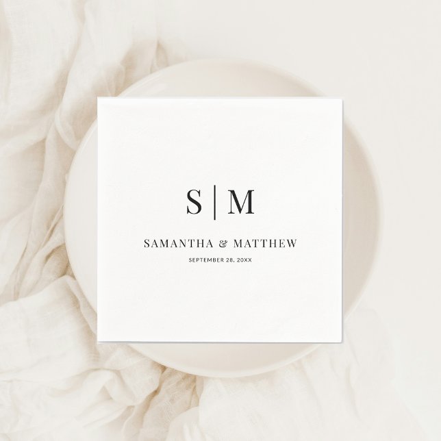 Enkel Elegant Ampersand lite Initialer Bröllop Pappersservett (Simple Elegant Couple Monogram Wedding Napkin)