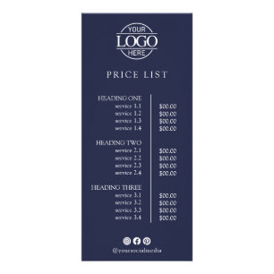 Enkel Elegant Anpassad Logotyp Prislista för Föret Reklamkort