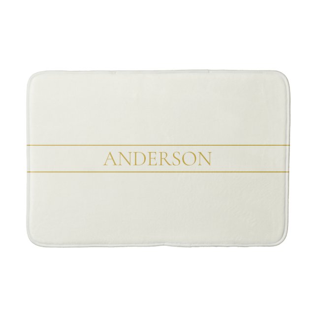 Enkel Elegant Anpassningsbar Text | Guld Offvit Badrumsmatta (Framsidan)