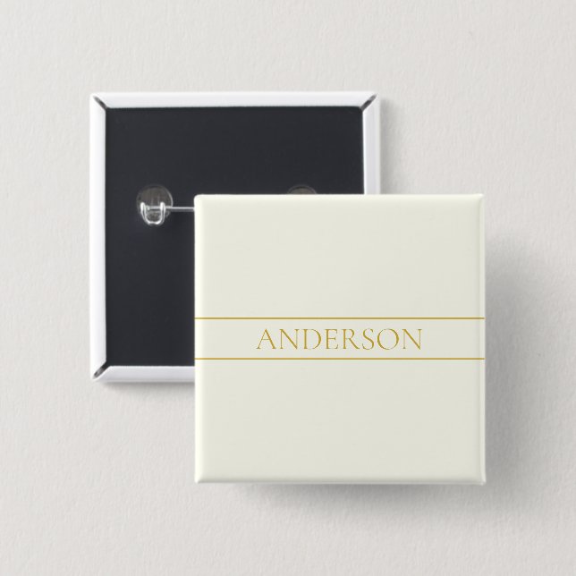 Enkel Elegant Anpassningsbar Text | Guld Offvit Knapp (Framsida & baksida)