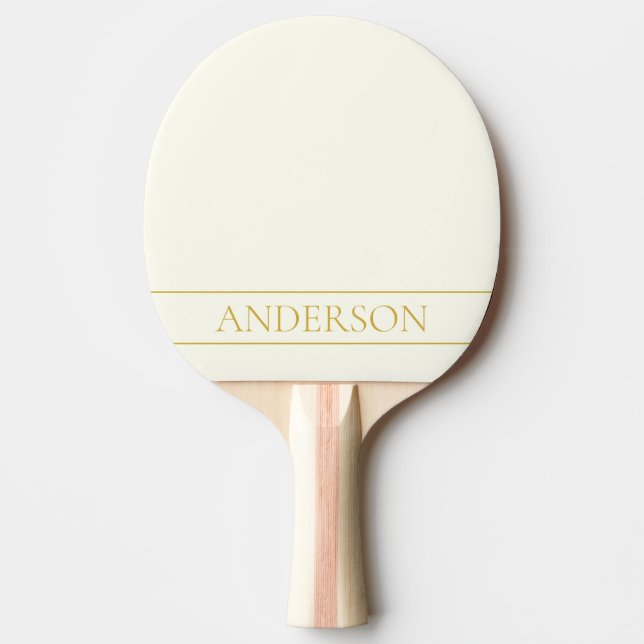 Enkel Elegant Anpassningsbar Text | Guld Offvit Pingisracket (Framsidan)