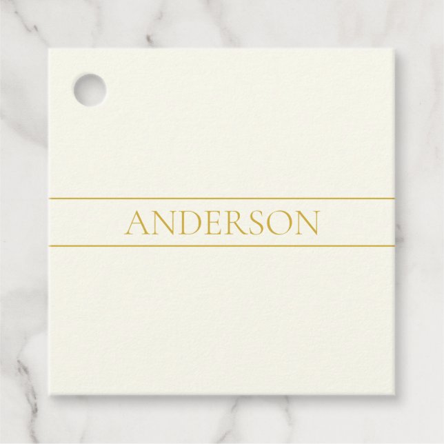 Enkel Elegant Anpassningsbar Text | Guld Vit Gåvor Etiketter (Framsida)