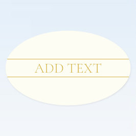 Enkel Elegant Anpassningsbar Text | Guld Vit Ovalt Klistermärke