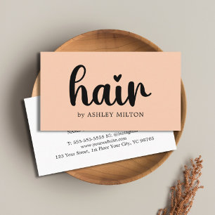 Enkel Elegant Apricot Bold Black Hair Stylist Visitkort