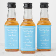 Enkel Elegant AquaBlå Bröllop Vita Detaljer Mini
