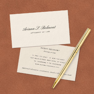 Enkel Elegant Attorney Cream-Affärskort Visitkort