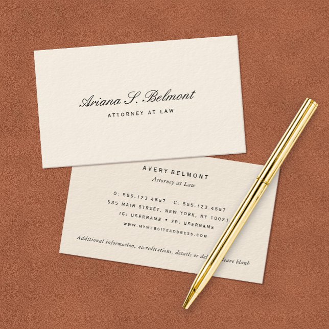 Enkel Elegant Attorney Cream-Affärskort Visitkort (Skapare uppladdad)