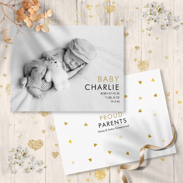 Enkel Elegant Baby födelsemeddelande om fotboll Vykort (Simple Elegant Baby Photo Birth Announcement Postcard)