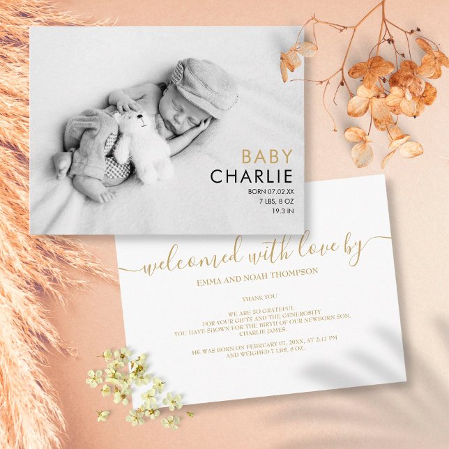 Enkel Elegant Baby födelsemeddelande om fotboll Vykort (Skapare uppladdad)