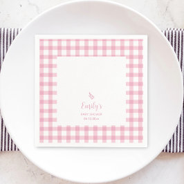 Enkel Elegant Baby Rosa Gingham Girl Baby Shower Pappersservett