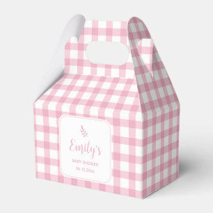 Enkel Elegant Baby Rosa Gingham Girl Baby Shower Presentaskar