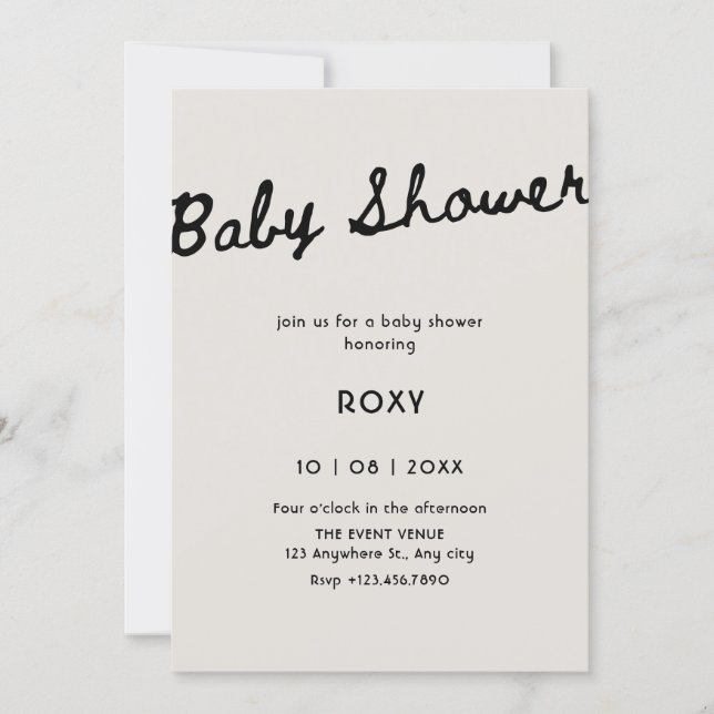 Enkel elegant baby shower inbjudningar (Framsida)