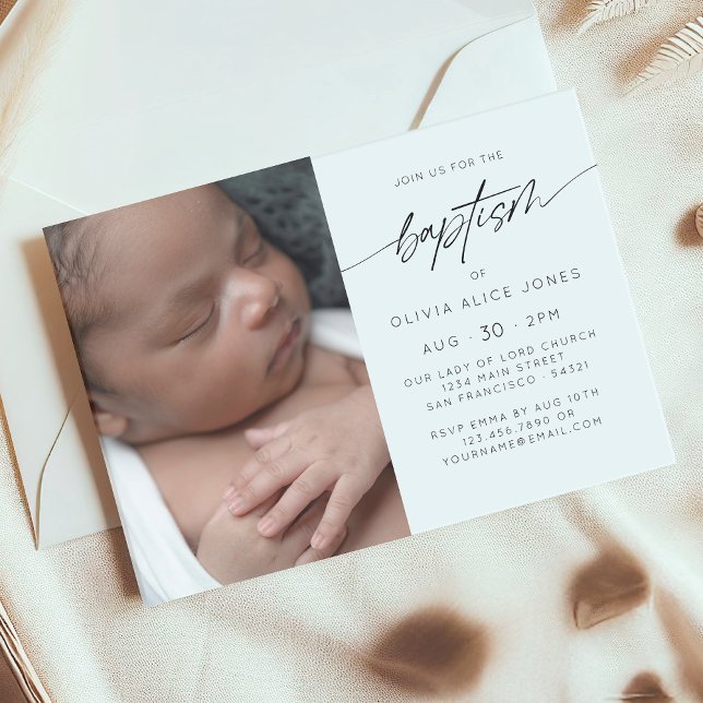 Enkel Elegant Baptism-skript - foto Inbjudningar (Skapare uppladdad)