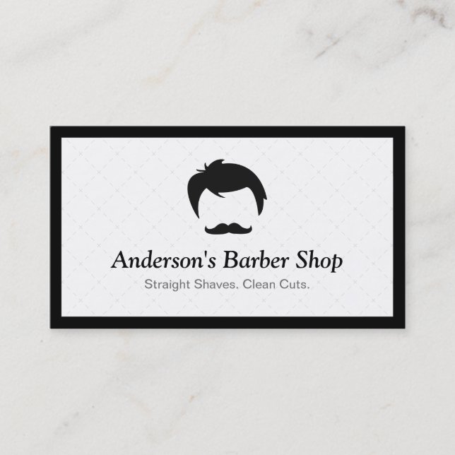 Enkel Elegant Barber Shop Logotyp Modern Black Whi Visitkort (Framsida)
