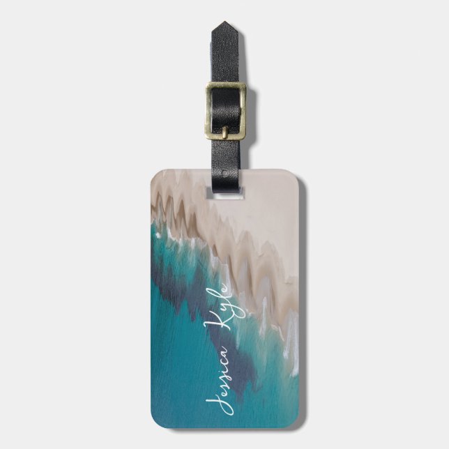 Enkel Elegant Beach Typography Namn Bagagebricka (Vertikal Framsida)