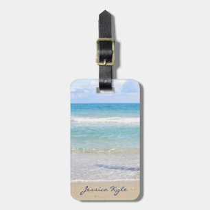 Enkel Elegant Beach Typography Namn Bagagebricka