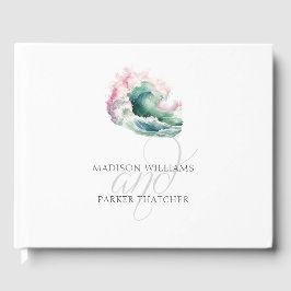 Enkel Elegant Beach Wedding Wave Gästböcker