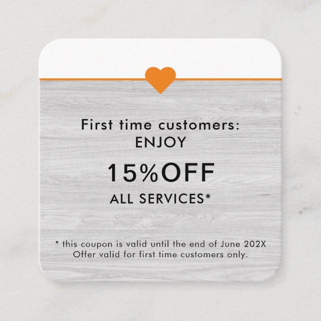 Enkel Elegant - Beauty Salon första gången Rabattkort (Framsida)