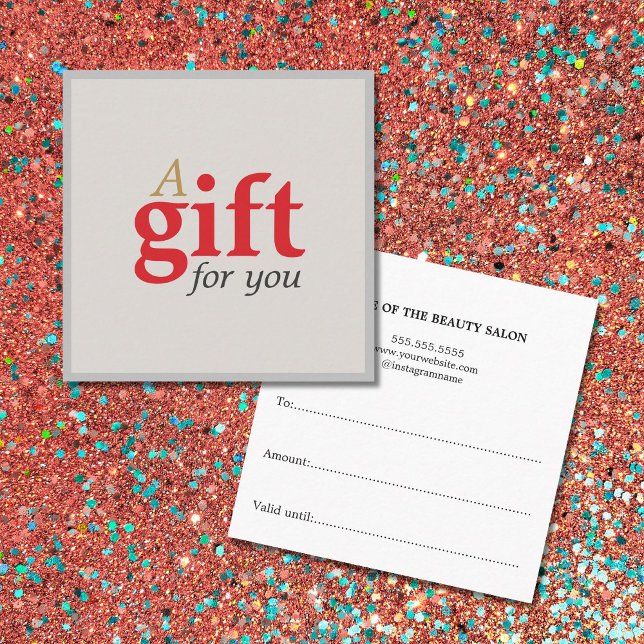 Enkel Elegant - Beauty Salon Gift Card Fyrkantigt Visitkort (Skapare uppladdad)