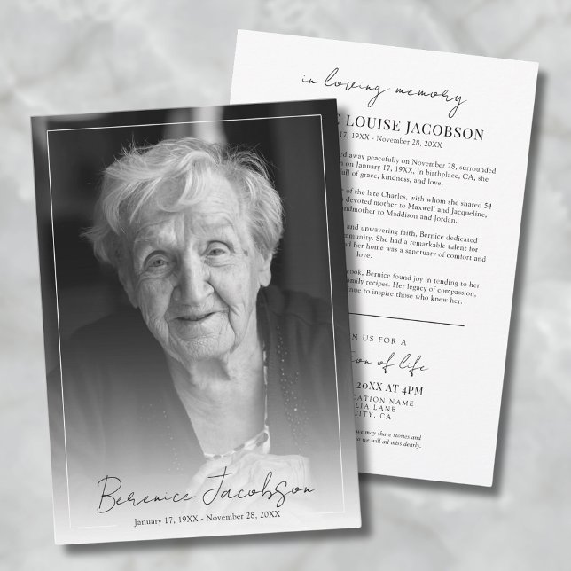 Enkel Elegant Begravningsceremoni Funeral Inbjudningar (Simple Elegant Memorial Service Funeral Invitation )