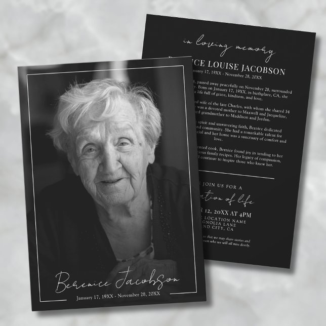 Enkel Elegant Begravningsceremoni Funeral Inbjudningar (Simple Elegant Memorial Service Funeral Invitation )