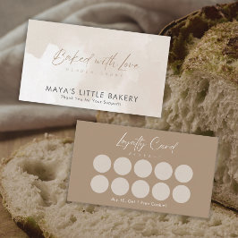 Enkel Elegant Beige Akvarell Bageri-Lojalitet Visitkort