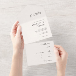 Enkel, elegant beige allt-i-ett-inbjudan