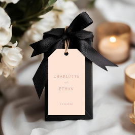 Enkel, elegant, beige-persiko-orange, bröllop presentetikett
