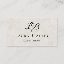 Enkel Elegant Benvit vattenfärgsmonogram Visitkort