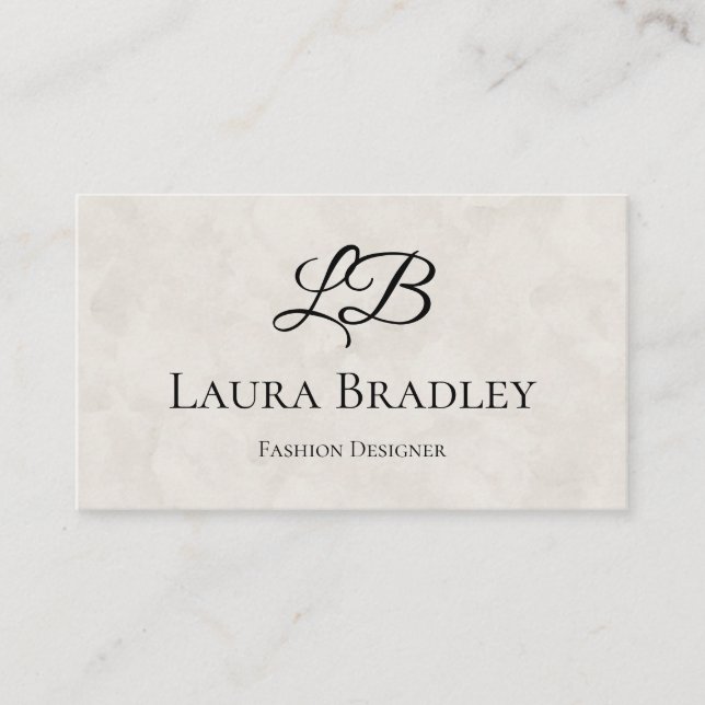 Enkel Elegant Benvit vattenfärgsmonogram Visitkort (Framsida)