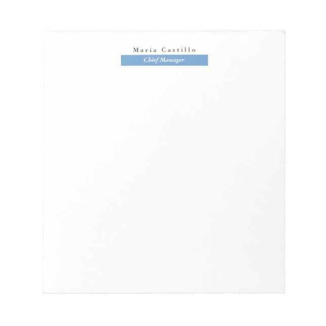 Enkel Elegant Blå Grå Vit Minimalistisk Design Anteckningsblock (Framsida)