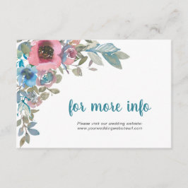 Enkel Elegant Blå och Rosa Akvarell Blomma Tilläggskort