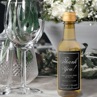 Enkel Elegant Black Bröllop Tack Mini Vinetikett