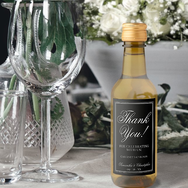 Enkel Elegant Black Bröllop Tack Mini Vinetikett (Skapare uppladdad)