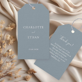 Enkel, elegant, blått grått, bröllop presentetikett