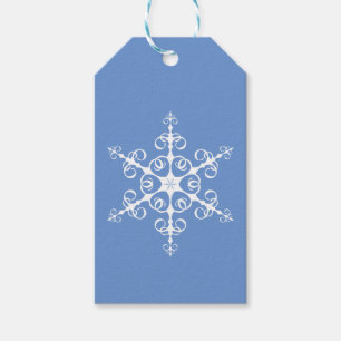 Enkel elegant blått- och vitSnowflake Presentetikett