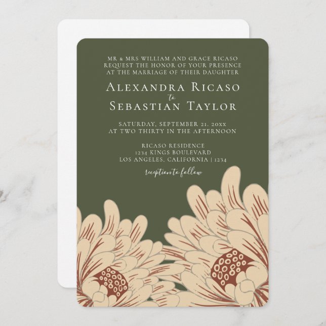 Enkel Elegant Blommigt Bröllop (Fram/baksida)