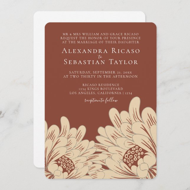 Enkel Elegant Blommigt Bröllop (Fram/baksida)