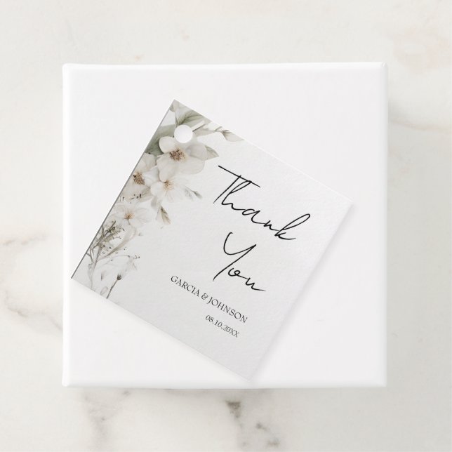 Enkel Elegant, Blommigt Bröllop-kvadrat Gåvor Etiketter (På plats)