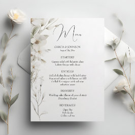 Enkel Elegant Blommigt Bröllop Meny