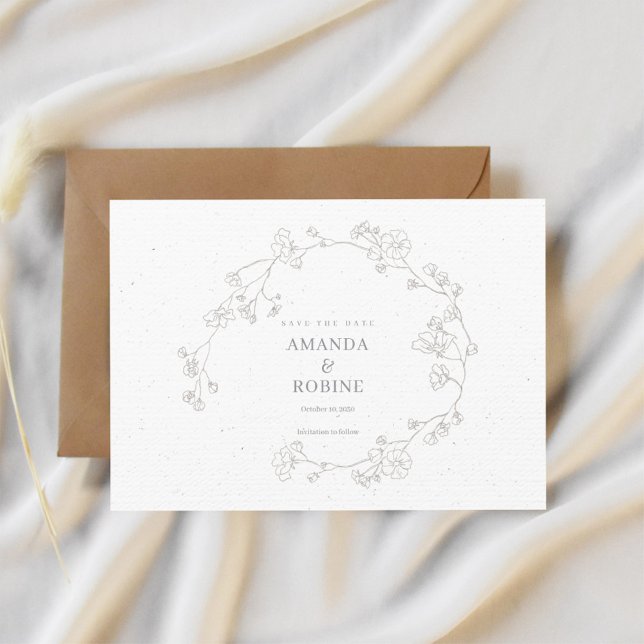 Enkel Elegant Blommigt Bröllop spara datum Datumet (Skapare uppladdad)