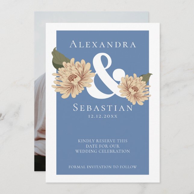 Enkel Elegant Blommigt Bröllop spara datum Spara Datumet (Fram/baksida)