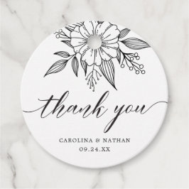 Enkel Elegant Blommigt Bröllop Tack Black Gåvor Etiketter