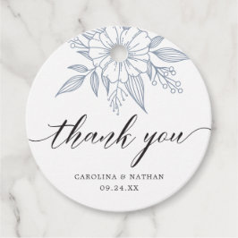 Enkel Elegant Blommigt Bröllop Tack Blue Gåvor Etiketter