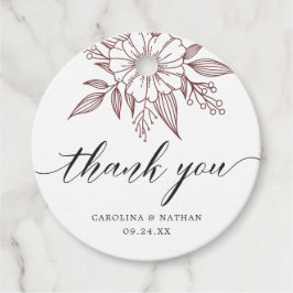 Enkel Elegant Blommigt Bröllop Tack Red Gåvor Etiketter