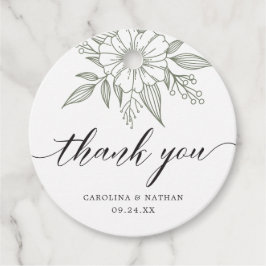 Enkel Elegant Blommigt Bröllop Tack Sage Gåvor Etiketter
