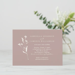 Enkel Elegant Blommigt Dusty Mauve Ivory Bröllop Inbjudningar