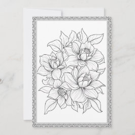 Enkel Elegant Blommigt Färg ditt eget hälsningskor Tack Kort