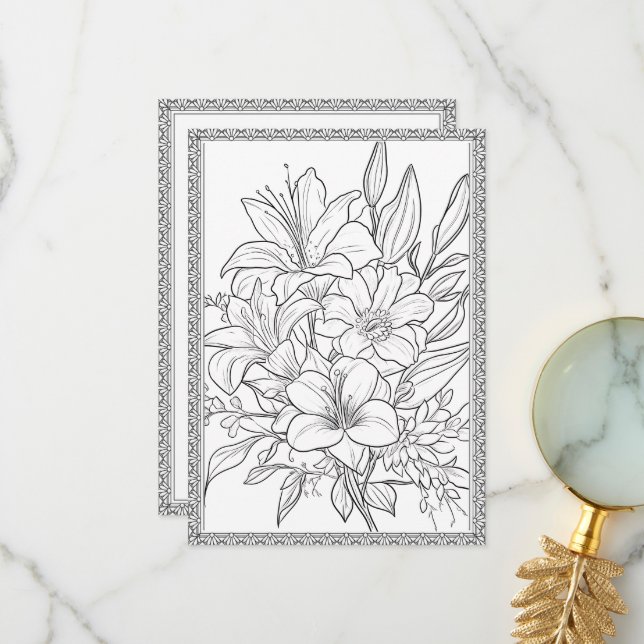 Enkel Elegant Blommigt Färg ditt eget hälsningskor Tack Kort (Fram/Back In Situ)